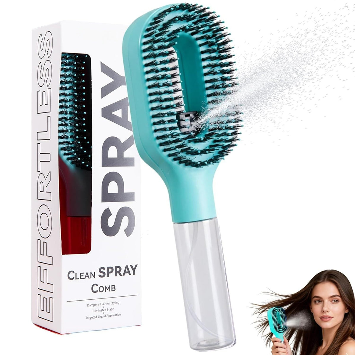 Peigne Pulvérisateur 2 en 1 – Démêlant, Massage Cuir Chevelu, Vaporisateur Intégré