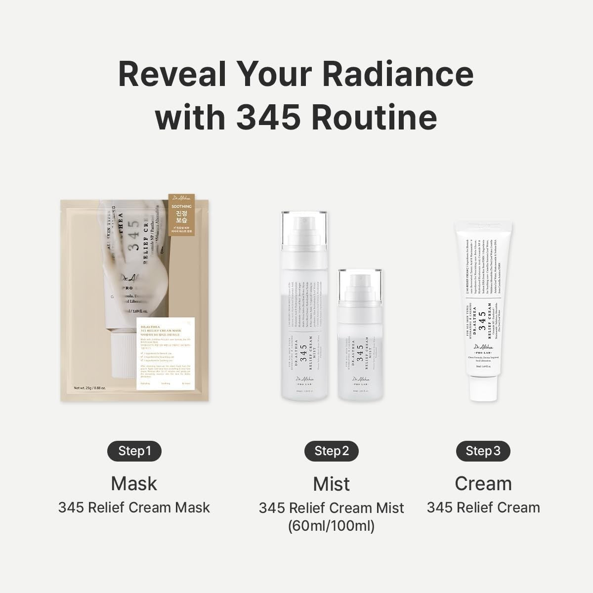 Crème Visage 345 Relief – Hydratante, Apaisante, Niacinamide & PDRN – 50 ml Vegan