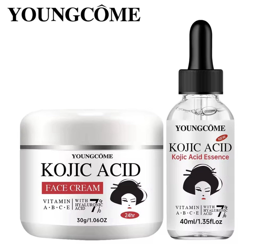 YOUNGCOME Sérum 60 ml + Crème 60 g Kojic Acid – Éclaircissant Taches Foncées