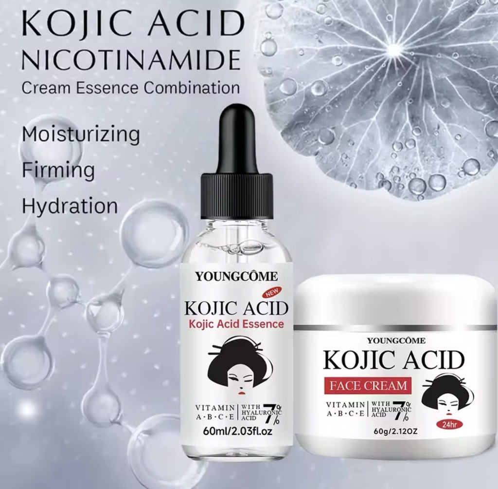 YOUNGCOME Sérum 60 ml + Crème 60 g Kojic Acid – Éclaircissant Taches Foncées
