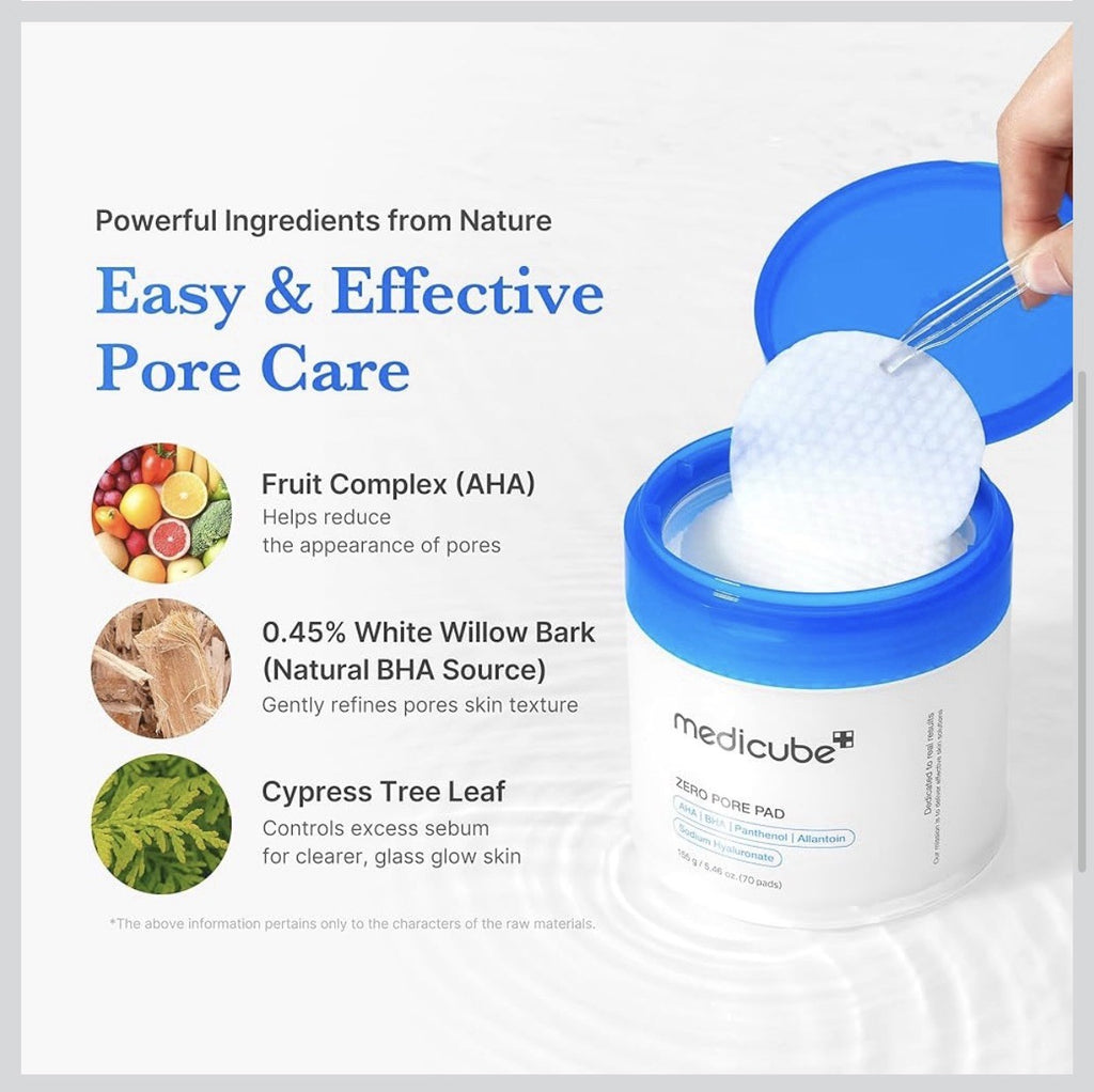 Medicube Zero Pore Pads 2.0 – AHA 4,5% & BHA – 70 Pads – Pores Affinés Peau Lisse