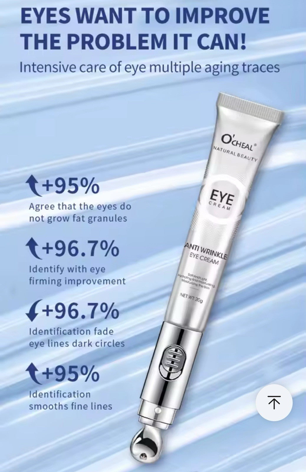 Crème Yeux Électrique OCHEAL – Anti-Rides, Anti-Poches, Acide Hyaluronique, 20g