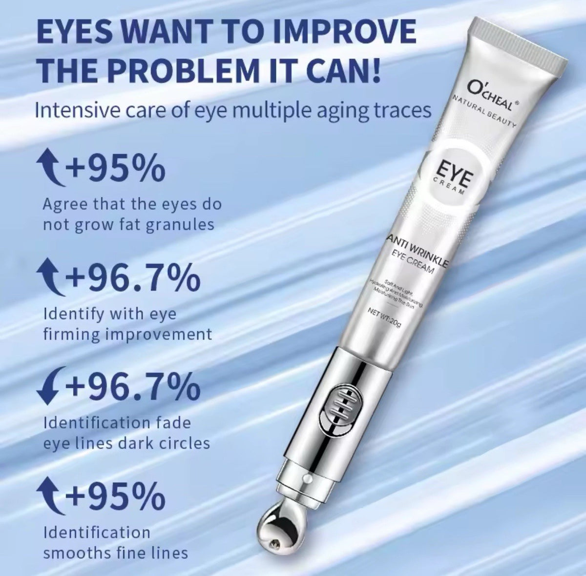 Crème Yeux Électrique OCHEAL – Anti-Rides, Anti-Poches, Acide Hyaluronique, 20g