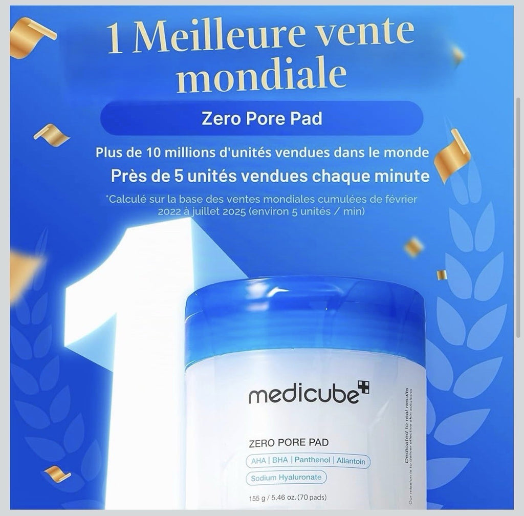 Medicube Zero Pore Pads 2.0 – AHA 4,5% & BHA – 70 Pads – Pores Affinés Peau Lisse